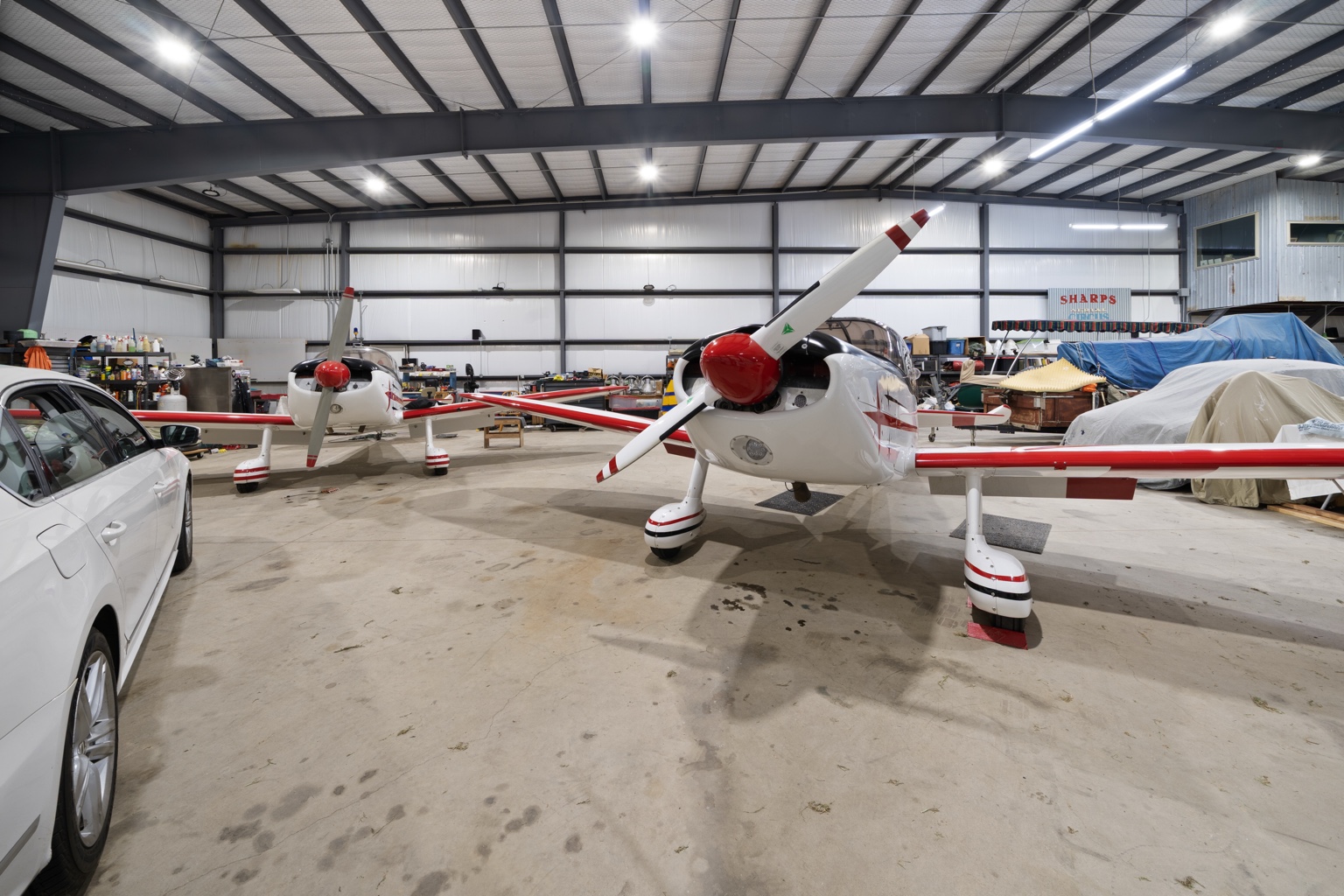 Aircraft inside an existing Echo Lake community hangar