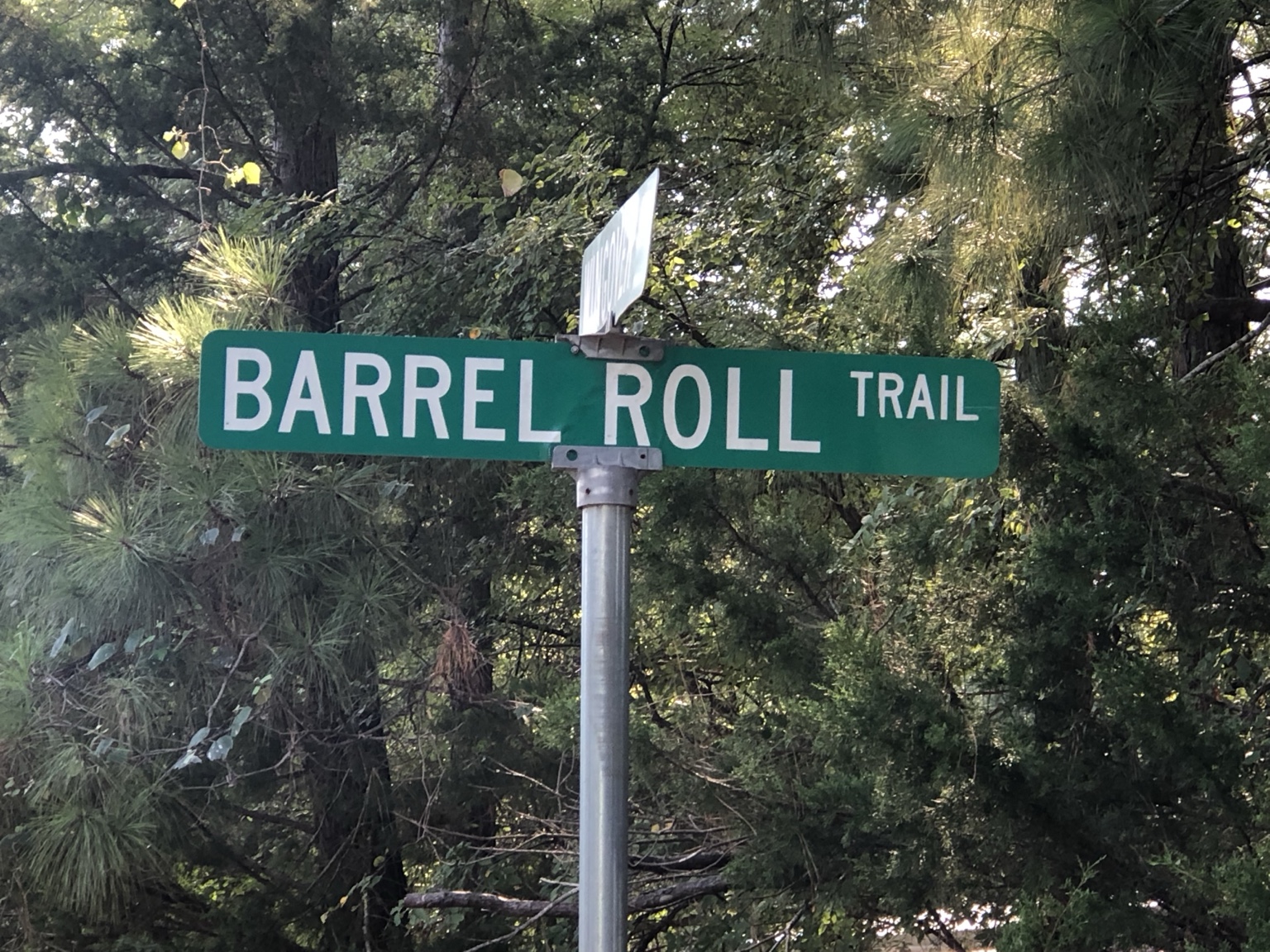 Barrel Roll Trail street sign at Aero Estates