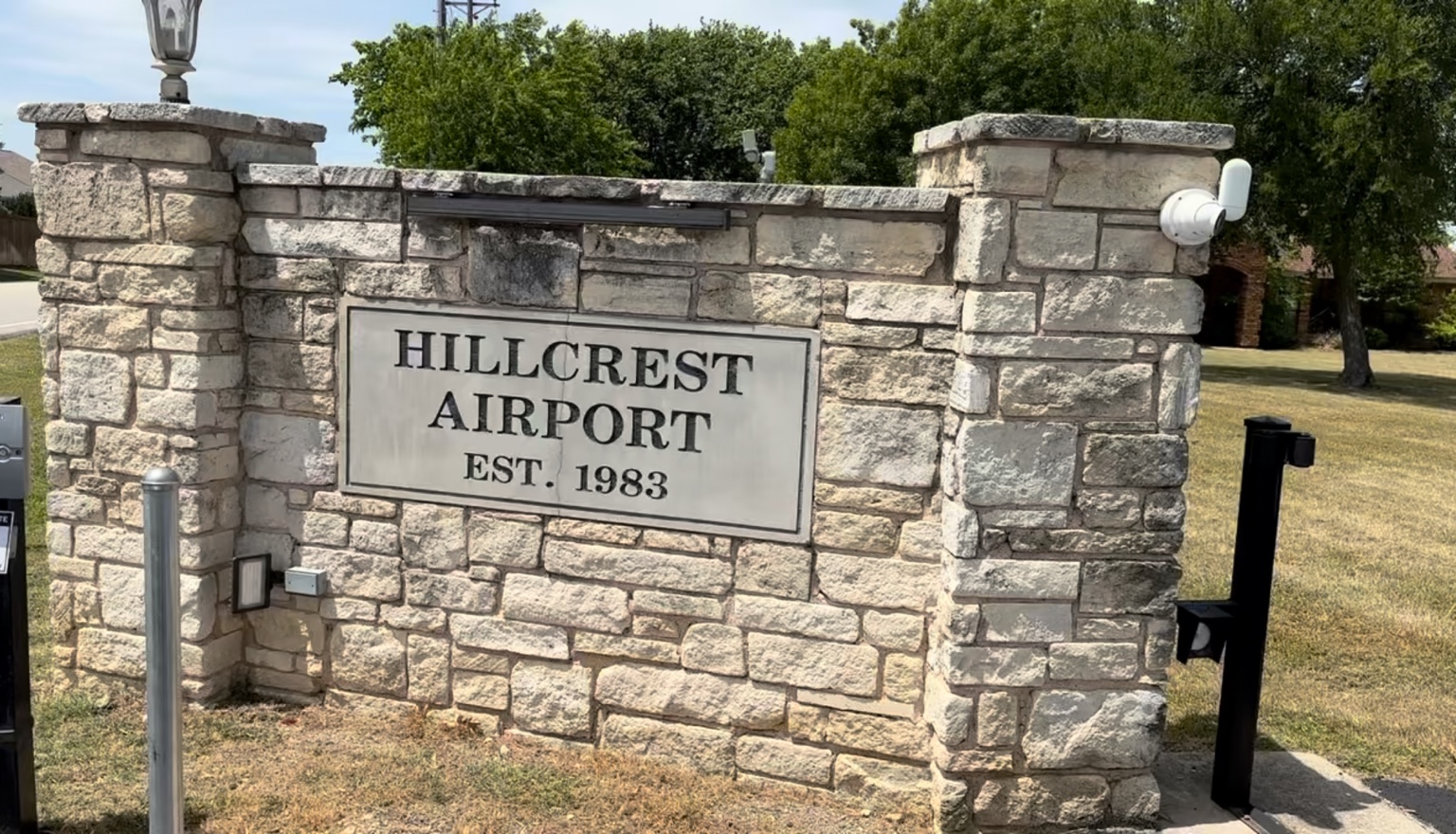 Stone entrance monument for Hillcrest Airport, established in 1983